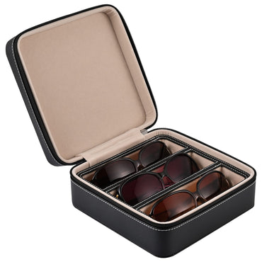 ROSELLE Eyewear Travel Case for women Luxury leather 3-Slot Eyeglasses - AGB LuxeDrop