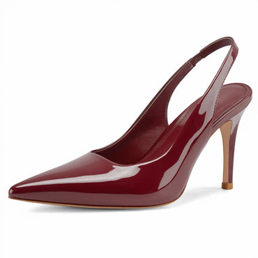 Slingback Heels for Women Pointed Toe Stiletto Heels Closed Toe Pumps Slip on High Heels Dress 2.95 inch Wine Red11 - AGB LuxeDrop