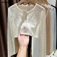 Solid Lace Long Sleeve Blouses for Women - Summer Fashion - AGB LuxeDrop