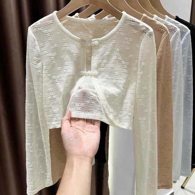 Solid Lace Long Sleeve Blouses for Women - Summer Fashion - AGB LuxeDrop