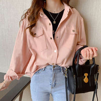 Spring Fashion Solid Long Sleeve Blouses with Pockets - AGB LuxeDrop