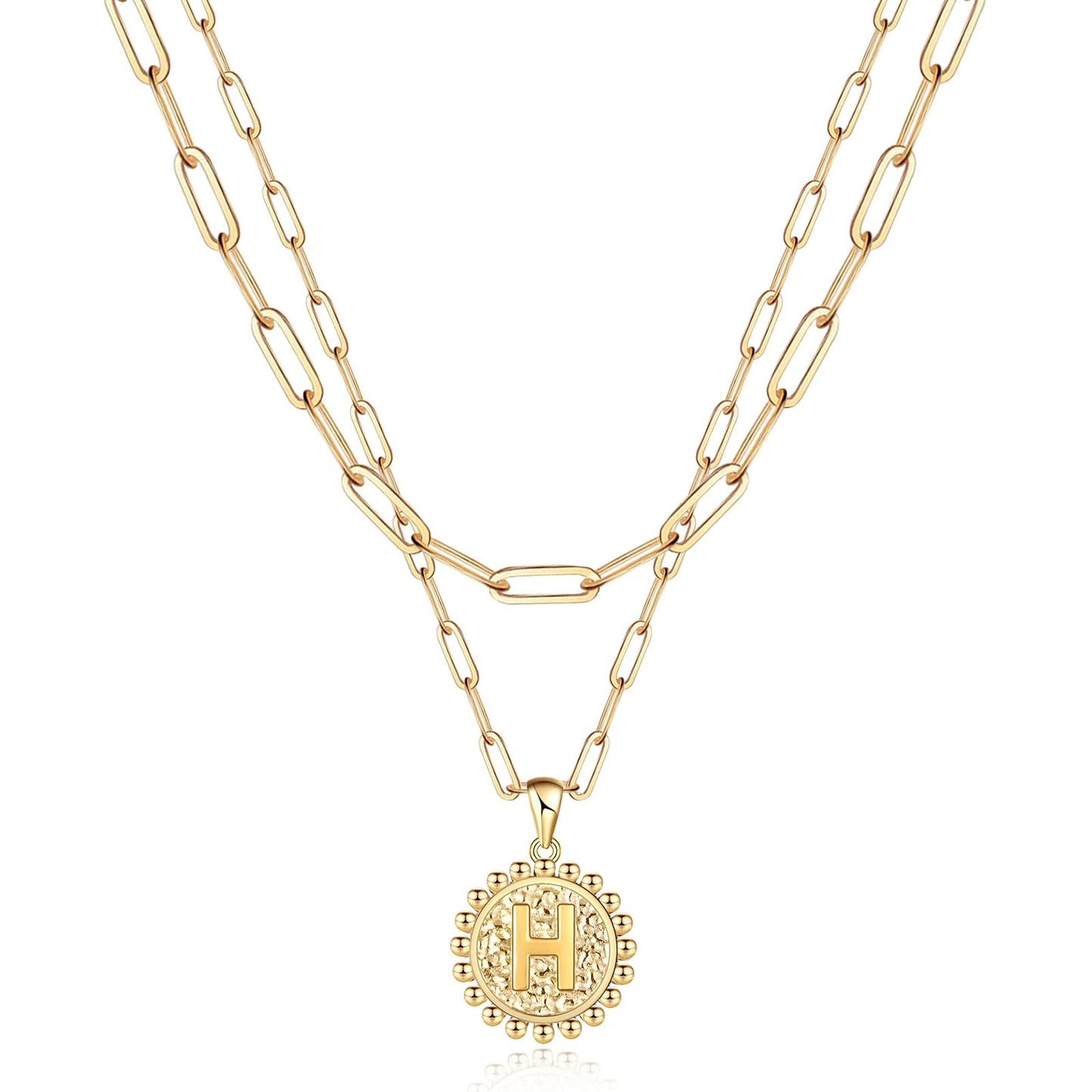 Weiyanfnr Gold Initial Necklaces for Women Gold Chain Necklace Layered Paperclip Chain Necklaces for Women Jewelry Gifts (T) - AGB LuxeDrop