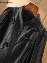 Women's Vintage Patchwork Blouses with Batwing Sleeves - AGB LuxeDrop